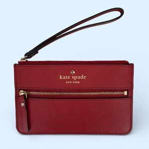 Kate Spade Mikas Pond Bee Leather Wristlet in Pillbox Red New Without Tags